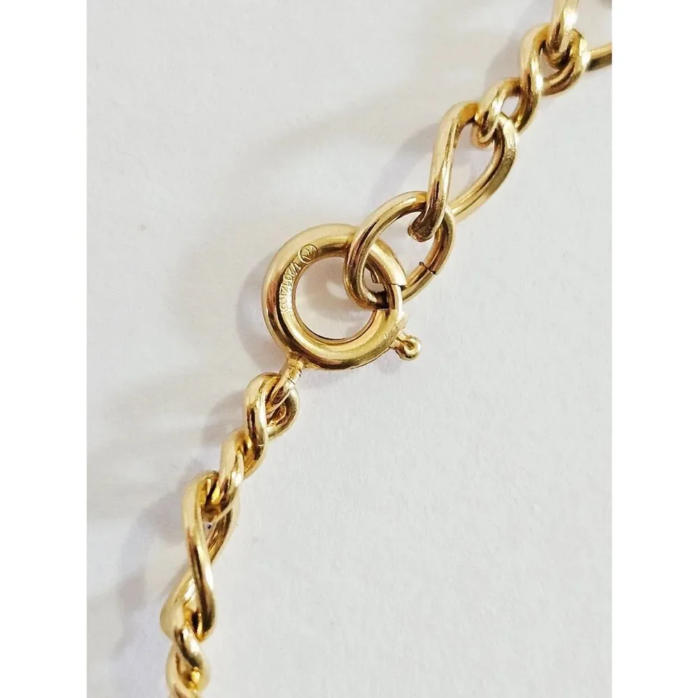 Vintage 12K Gold Filled Signed Polished Infinity Figaro Chain Link Bracelet 7